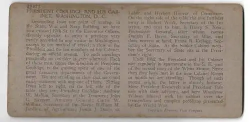 Stereo-Fotografie Keystone View Co., Meadville, Ansicht Washington D.C., President Calvin Coolidge and his Cabinet