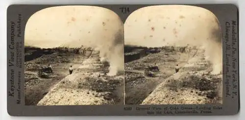 Stereo-Fotografie Keystone View Co., Meadville, Ansicht Connellsville / PA., Coke Ovens, Loading Coke into Cars, Bergbau