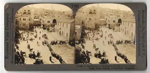 Stereo-Fotografie Keystone View Co., Meadville, Ansicht Bethlehem, the Birthplace of Jesus, West from Chruch of Nativity