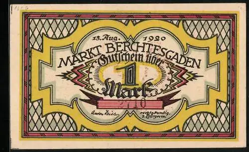 Notgeld Berchtesgaden 1920, 1 Mark, Paar in Trachtenkleidung