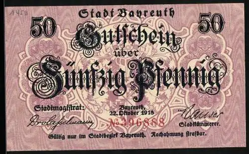 Notgeld Bayreuth 1918, 50 Pfennig, Stadtwappen