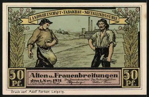 Notgeld Frauenbreitungen 1921, 50 Pfennig, Der Flügelaltar der Kirche