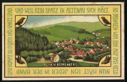 Notgeld Altenau a. Harz 1921, 75 Pfennig, Ortsansicht vom Rothenberg