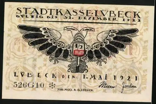 Notgeld Lübeck 1921, 50 Pfennig, Holsten-Tor