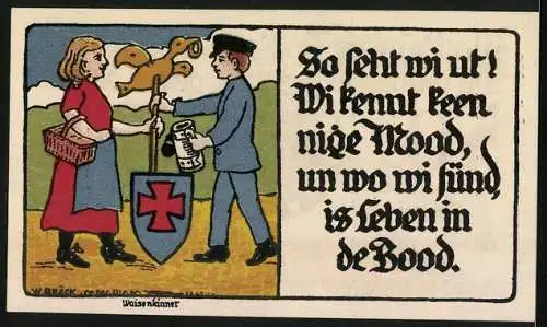 Notgeld Lübeck 1921, 50 Pfennig, Zwei Waisenkinder mit Spielzeugen