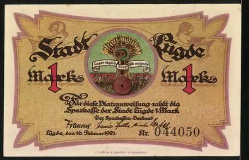 Notgeld Lügde 1921, 1 Mark, Anwohner am Osterfeuer