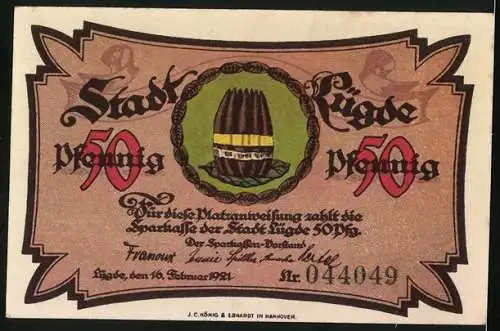 Notgeld Lügde 1921, 50 Pfennig, Die Stadtmauer im Winter