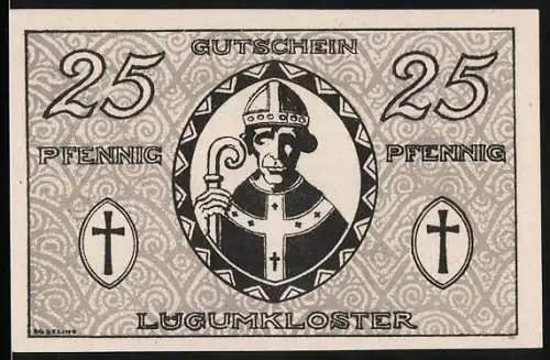 Notgeld Lügumkloster 1920, 25 Pfennig, Bischofs-Konterfei