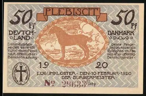 Notgeld Lügumkloster 1920, 50 Pfennig, Ansicht des Klosters