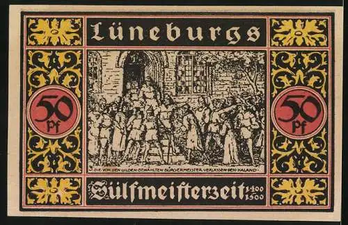 Notgeld Lüneburg 1921, 50 Pfennig, Der alte Kran, Die gewählten Bürgermeister
