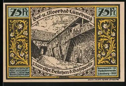 Notgeld Lüneburg 1921, 75 Pfennig, Der Viskulenhof, Die Kope wird verbrannt