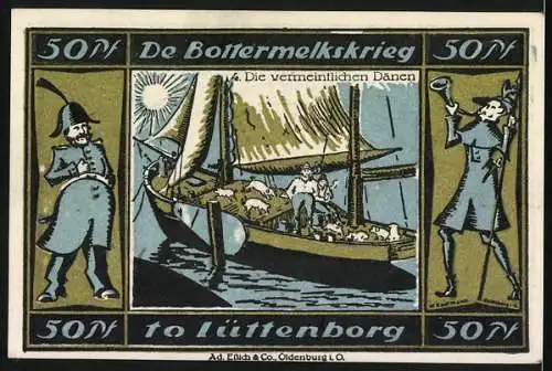 Notgeld Lütjenburg, 50 Pfennig, Buttermlichskrieg, Die vermeintlichen Dänen