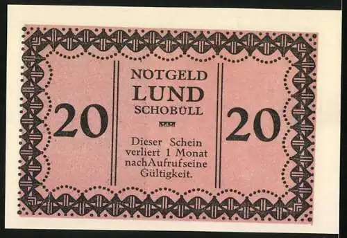 Notgeld Lund / Schobüll, 20 Pfennig, Sonntagsreiter