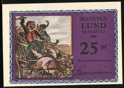 Notgeld Lund / Schobüll, 25 Pfennig, Die Kirmesfahrt