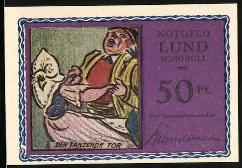 Notgeld Lund / Schobüll, 50 Pfennig, Der tanzende Tor