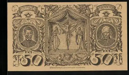 Notgeld Oberammergau 1921, 50 Pfennig, Konterfeis von P. Otm. Weiss und G. R. Daisenberger