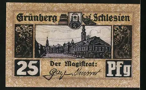 Notgeld Grünberg i. Schlesien, 50 Pfennig, Blick auf die Kirche