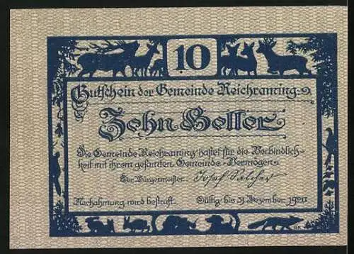 Notgeld Reichraming 1920, 10 Heller, Holzbrücke