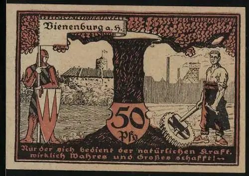 Notgeld Vienenburg a. H. 1921, 50 Pfennig, Ritter und Schmied