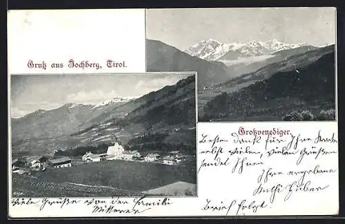 AK Jochberg, Grossvenediger, Ortschaft aus der Ferne