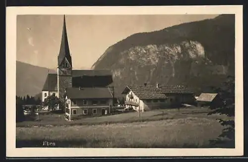 AK Eben am Achensee, Gasthaus Kirchenwirt mit Kirche