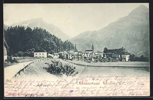 AK Golling, Teilansicht mit Kirche