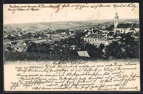 AK Sulz im Weinviertel, Obersulz, Teilansicht mit Kirche