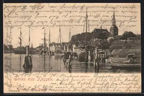 AK Kappeln / Schlei, Uferpartie mit Kirche