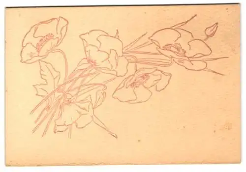 Ausmal-AK Ein Blumenstrauss mit offenen und geschlossenen Blüten