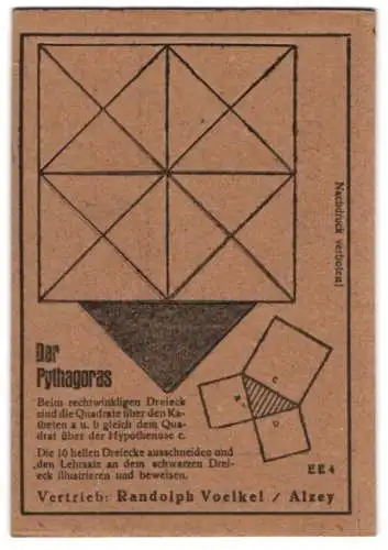 AK Beweis Lehrsatz des Pythagoras, Bastelkarte zum Ausschneiden