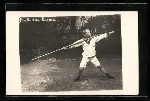 AK Prinz Berthold von Baden beim Speerwurf