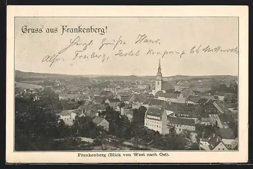 AK Frankenberg / Sachsen, Ortsansicht, Blick von West nach Ost