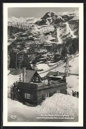 AK Obertraun, Krippenbrunn am Dachstein, Bundes-Berg- und Schulungsheim im Winter