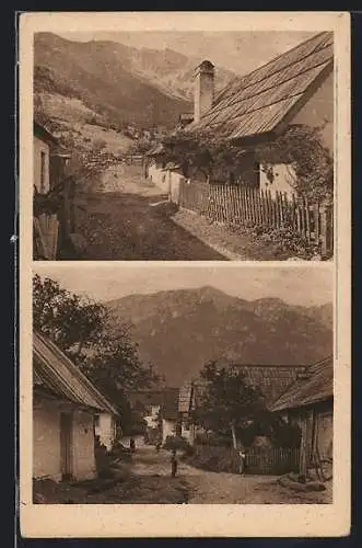 AK Puchberg am Schneeberg, Teilansicht mit Schneeberg, Ort Schneeberg und Schwabenhof