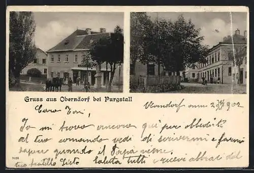 AK Oberndorf bei Purgstall, Ortspartie am Gasthaus