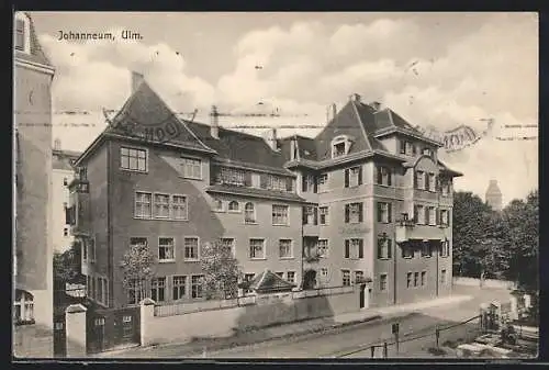 AK Ulm / Donau, Johanneum mit Strasse aus der Vogelschau