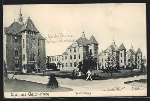 AK Berlin-Charlottenburg, Blick auf das Krankenhaus