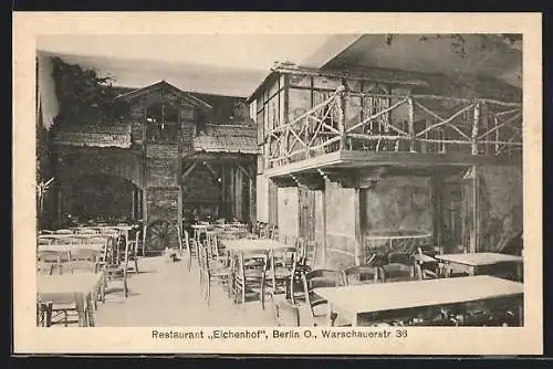 AK Berlin-Friedrichshain, Restaurant Eichenhof, Warschauerstrasse 36, Innenhof