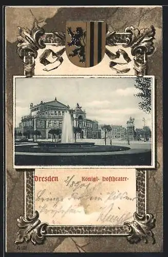 AK Dresden, Königl. Hoftheater, Wappen
