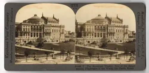 Stereo-Fotografie Keystone View Co., Meadville, Ansicht Sao Paulo, the Municipal Theater