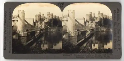 Stereo-Fotografie Keystone View Co., Meadville, Ansicht Conway, Carnarvon Castle, Strong and Noble Medieval Castle