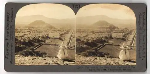 Stereo-Fotografie Keystone View Co., Meadville, Ansicht Teotihuacan, Pyramid of the Sun from Pyramid of the Moon