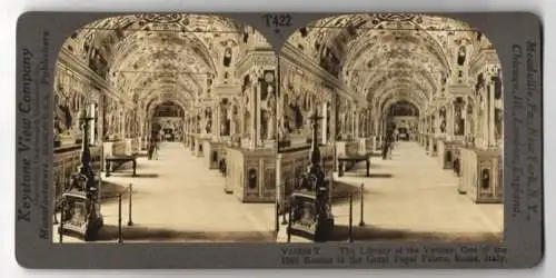 Stereo-Fotografie Keystone View Co., Meadville, Ansicht Rome, the Library of the Vatican