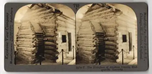 Stereo-Fotografie Keystone View Co., Meadville, Ansicht Hodgenville / KY, the Birthplace of Abraham Lincoln
