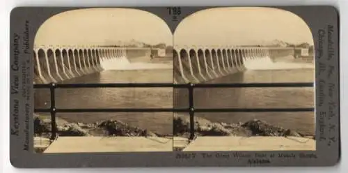 Stereo-Fotografie Keystone View Co., Meadville, Ansicht Muscle Shoals / AL, the Great Wilson Dam