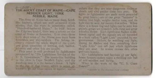 Stereo-Fotografie Keystone View Co., Meadville, Ansicht York / ME., the Rocky Coast of Main, Cape Neddick Lighthouse