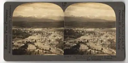 Stereo-Fotografie Keystone View Co., Meadville, Ansicht Valley / NH., Charming outlook across Valley to Mt. Washington