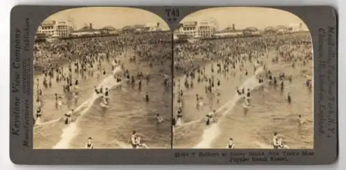 Stereo-Fotografie Keystone View Co., Meadville, Ansicht Coney Island / NY., bathers at Coney Island, Most Popular Beach