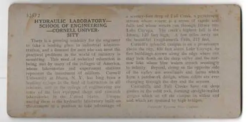 Stereo-Fotografie Keystone View Co., Meadville, Ansicht Ithaca / NY, the Hydraulic Laboratory, School of Engineering