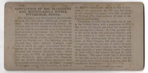 Stereo-Fotografie Keystone View Co., Meadville, Ansicht Pittsburgh / PA., Junction of the Allegheny and Monongahela Riv.